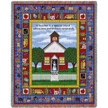 Teacher - School Days - Cotton Woven Blanket Throw - Made in the USA (72x54) Tapestry Throw