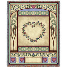 Love Quilt - Cotton Woven Blanket Throw - Made in the USA (72x54) Tapestry Throw