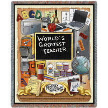 World's Greatest Teacher - Cotton Woven Blanket Throw - Made in the USA (72x54) Tapestry Throw