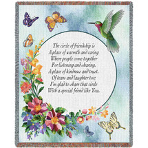 Circle Of Friendship Poem - Cotton Woven Blanket Throw - Made in the USA (72x54) Tapestry Throw