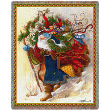 Windswept Santa - Peggy Abrams - Cotton Woven Blanket Throw - Made in the USA (72x54) Tapestry Throw