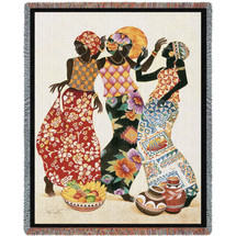 Jubilation - Caribbean Style - Keith Mallett - Cotton Woven Blanket Throw - Made in the USA (72x54) Tapestry Throw
