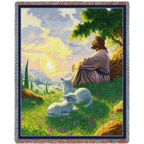 Green Pastures - Raoul Vitale - Cotton Woven Blanket Throw - Made in the USA (72x54) Tapestry Throw