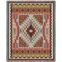 Salmon - Southwest Native American Inspired Tribal Camp - Cotton Woven Blanket Throw - Made in the USA (72x54) Tapestry Throw