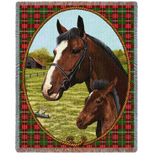 Cheval Horse - Cotton Woven Blanket Throw - Made in the USA (72x54) Tapestry Throw