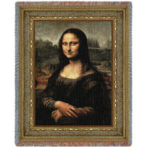 Mona Lisa - Leonardo da Vinci - Cotton Woven Blanket Throw - Made in the USA (72x54) Tapestry Throw