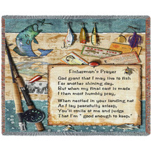 Fisherman's Prayer - Cotton Woven Blanket Throw - Made in the USA (72x54) Tapestry Throw