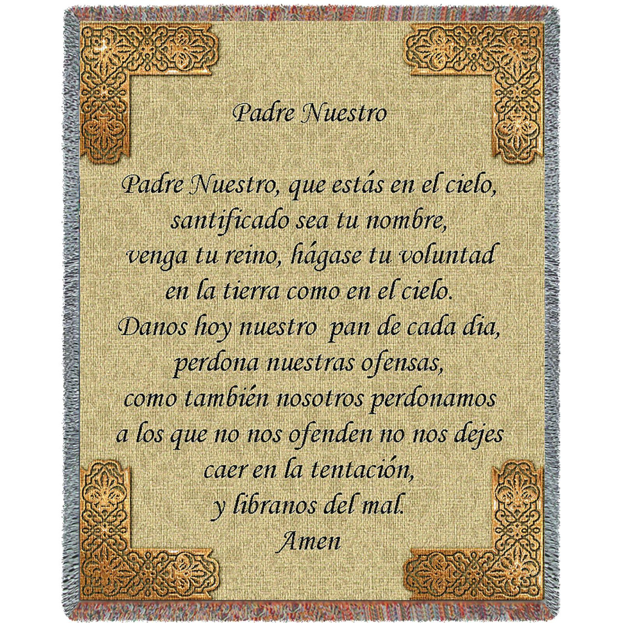 The Lord's Prayer in Spanish - Padre Nuestro - Cotton Woven Blanket Throw -  Made in the USA (72x54)