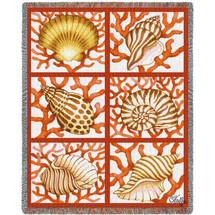 Shells and Coral - Stephanie Stouffer - Cotton Woven Blanket Throw - Made in the USA (72x54) Tapestry Throw