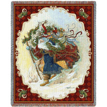 Windswept Santa Journey - Peggy Abrams - Cotton Woven Blanket Throw - Made in the USA (72x54) Tapestry Throw