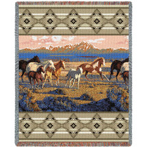 Wild Horses - Patty Reed - Cotton Woven Blanket Throw - Made in the USA (72x54) Tapestry Throw