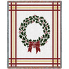 Christmas Wreath - Cotton Woven Blanket Throw - Made in the USA (72x54) Tapestry Throw