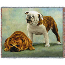I Said I Was Sorry Bulldog - Bob Christie - Cotton Woven Blanket Throw - Made in the USA (72x54) Tapestry Throw