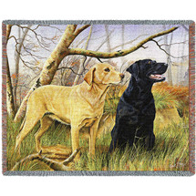Labrador Retrievers Lab - Robert May - Cotton Woven Blanket Throw - Made in the USA (72x54) Tapestry Throw