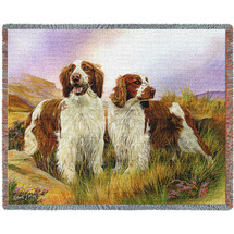 Welsh Springer Spainiel - Robert May - Cotton Woven Blanket Throw - Made in the USA (72x54) Tapestry Throw