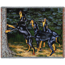Night Song Doberman - Bob Christie - Cotton Woven Blanket Throw - Made in the USA (72x54) Tapestry Throw
