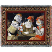 The Cheat -Georges de La Tour's The Cheat with the Ace of Diamonds Parody - Melinda Copper - Cotton Woven Blanket Throw - Made in the USA (72x54) Tapestry Throw