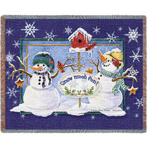 Snow Much Fun - Audrey Jean Roberts - Cotton Woven Blanket Throw - Made in the USA (72x54) Tapestry Throw