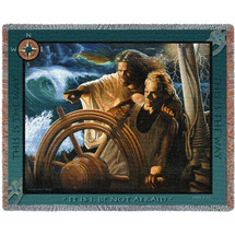 The Storm Pilot - It Is I Be Not Afraid - Scriptures - John 6:20 - Stephen Sawyer - Cotton Woven Blanket Throw - Made in the USA (72x54) Tapestry Throw