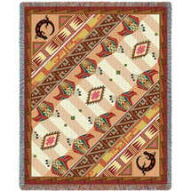 Western Slant - Light - Southwest Native American Inspired Tribal Camp - Cotton Woven Blanket Throw - Made in the USA (72x54) Tapestry Throw