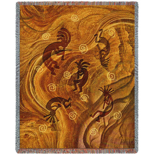 Kokopelli the Ancient Ones - Kokopelli - Southwest - Cotton Woven Blanket Throw - Made in the USA (72x54) Tapestry Throw