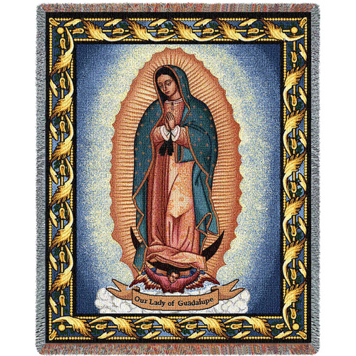 Our Lady Of Guadalupe - Nuestra Señora de Guadalupe - Symbol of Catholic Mexicans - Mexico - Cotton Woven Blanket Throw - Made in the USA (72x54) Tapestry Throw