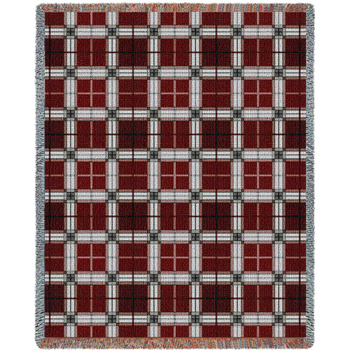 Plaid - Brickcraft - Cotton Woven Blanket Throw - Made in the USA (72x54) Tapestry Throw
