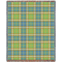 Plaid - Freshwater - Cotton Woven Blanket Throw - Made in the USA (72x54) Tapestry Throw