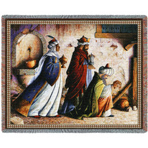Christmas Three Kings - Lynn Bywaters - Cotton Woven Blanket Throw - Made in the USA (72x54) Tapestry Throw