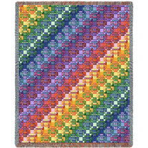 Kaleidoscope - Cotton Woven Blanket Throw - Made in the USA (72x54) Tapestry Throw