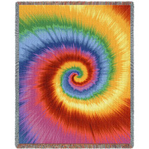 Tie-dye - Cotton Woven Blanket Throw - Made in the USA (72x54) Tapestry Throw