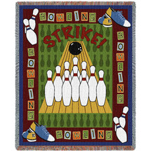 Sports - Bowling - Cotton Woven Blanket Throw - Made in the USA (72x54) Tapestry Throw