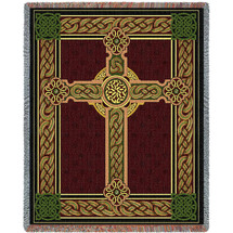Cead Mile Failte - Celtic Knot Cross - Cotton Woven Blanket Throw - Made in the USA (72x54) Tapestry Throw