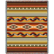 Sandoval Earth - Southwest Native American Inspired Tribal Camp - Cotton Woven Blanket Throw - Made in the USA (72x54) Tapestry Throw