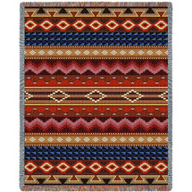 Yuma - Southwest Native American Inspired Tribal Camp - Cotton Woven Blanket Throw - Made in the USA (72x54) Tapestry Throw