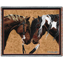 Warriors Truce II Horses - Diana Stamper - Cotton Woven Blanket Throw - Made in the USA (72x54) Tapestry Throw
