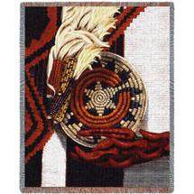 Indian Market - Southwest - Cotton Woven Blanket Throw - Made in the USA (72x54) Tapestry Throw