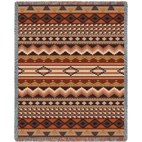 Domingo - Southwest Native American Inspired Tribal Camp - Cotton Woven Blanket Throw - Made in the USA (72x54) Tapestry Throw