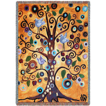 Tree of Life - Natasha Wescoat - Cotton Woven Blanket Throw - Made in the USA (72x54) Tapestry Throw