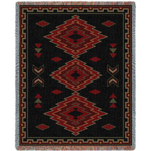 Taos - Southwest Native American Inspired Tribal Camp - Cotton Woven Blanket Throw - Made in the USA (72x54) Tapestry Throw