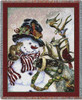 Snowman and Prancer - Donna Race - Cotton Woven Blanket Throw - Made in the USA (72x54) Tapestry Throw