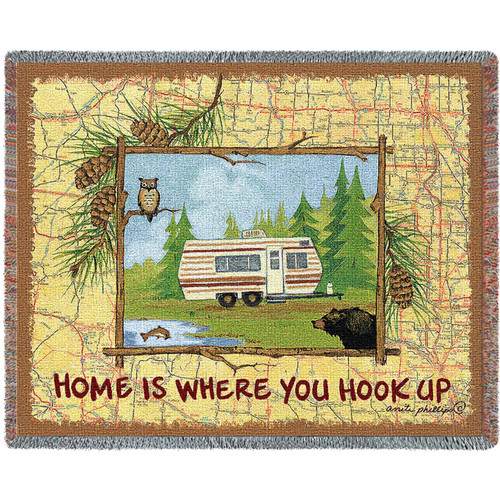 Home is Where You Hook Up - Anita Phillips - Cotton Woven Blanket Throw - Made in the USA (72x54) Tapestry Throw