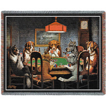 Dogs Playing Poker - A Friend in Need - Cassius Marcellus Coolidge - Cotton Woven Blanket Throw - Made in the USA (72x54) Tapestry Throw