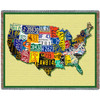 United States - CarTags National Map - Cotton Woven Blanket Throw - Made in the USA (72x54) Tapestry Throw
