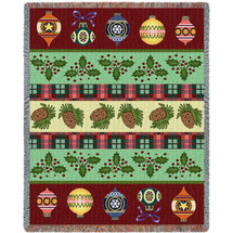 Christmas Banding - Cotton Woven Blanket Throw - Made in the USA (72x54) Tapestry Throw
