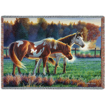 Pasture Buddies Horses - Cynthie Fisher - Cotton Woven Blanket Throw - Made in the USA (72x54) Tapestry Throw
