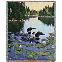 Enchanted Passage Loons - Derk Hanson - Cotton Woven Blanket Throw - Made in the USA (72x54) Tapestry Throw