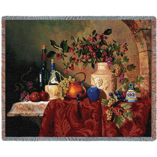 Tavola di Capri - Fran Di Giacomo - Cotton Woven Blanket Throw - Made in the USA (72x54) Tapestry Throw