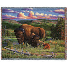 Buffalo Nation- R W Hedge - Cotton Woven Blanket Throw - Made in the USA (72x54) Tapestry Throw