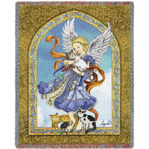 Angel and Cats - Ingrid - Cotton Woven Blanket Throw - Made in the USA (72x54) Tapestry Throw